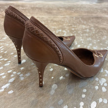 Load image into Gallery viewer, Leather Cross Stitch Studded Heels
