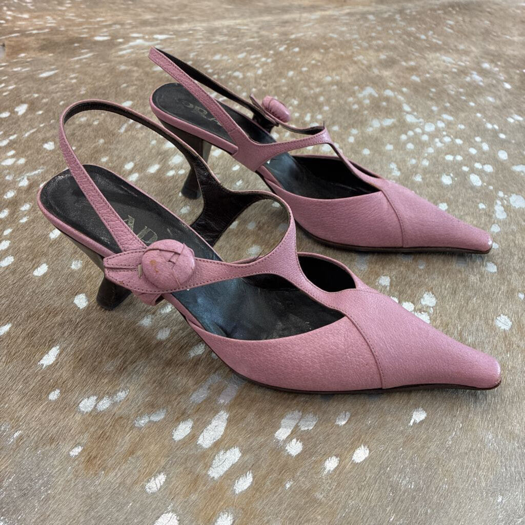 Leather T-Strap Kitten Heels