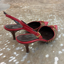 Load image into Gallery viewer, Damier Sauvage Pony Hair Slingback Heels
