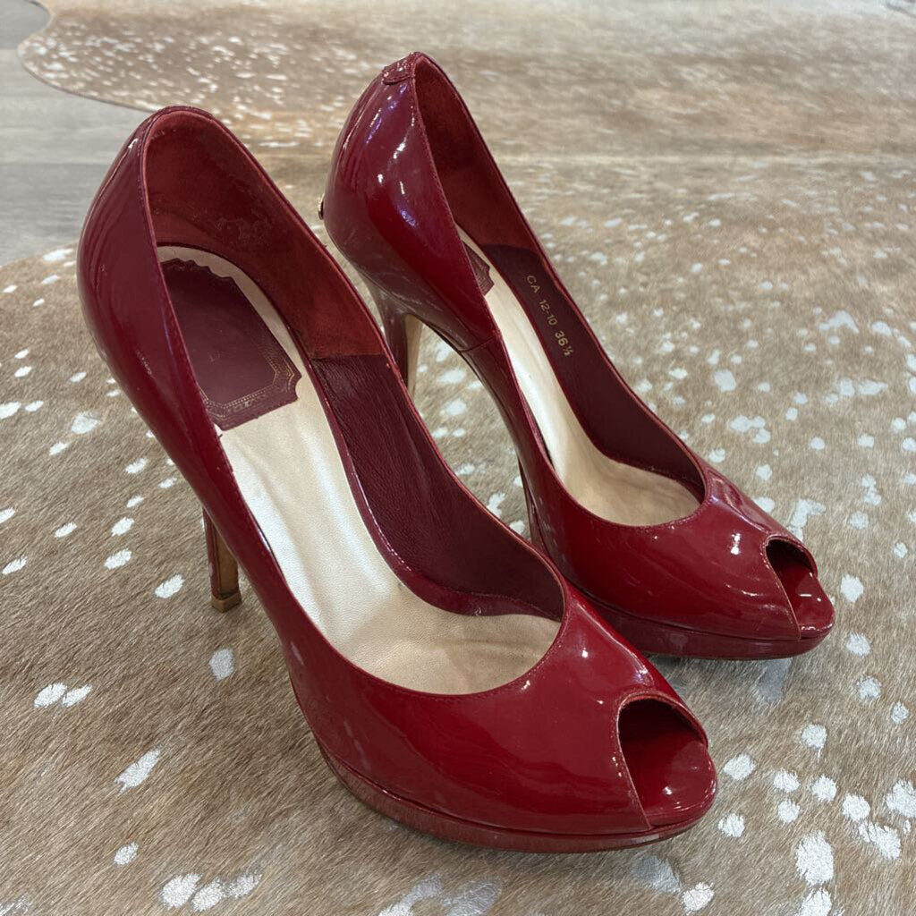 Patent Leather Peep Toe Pumps