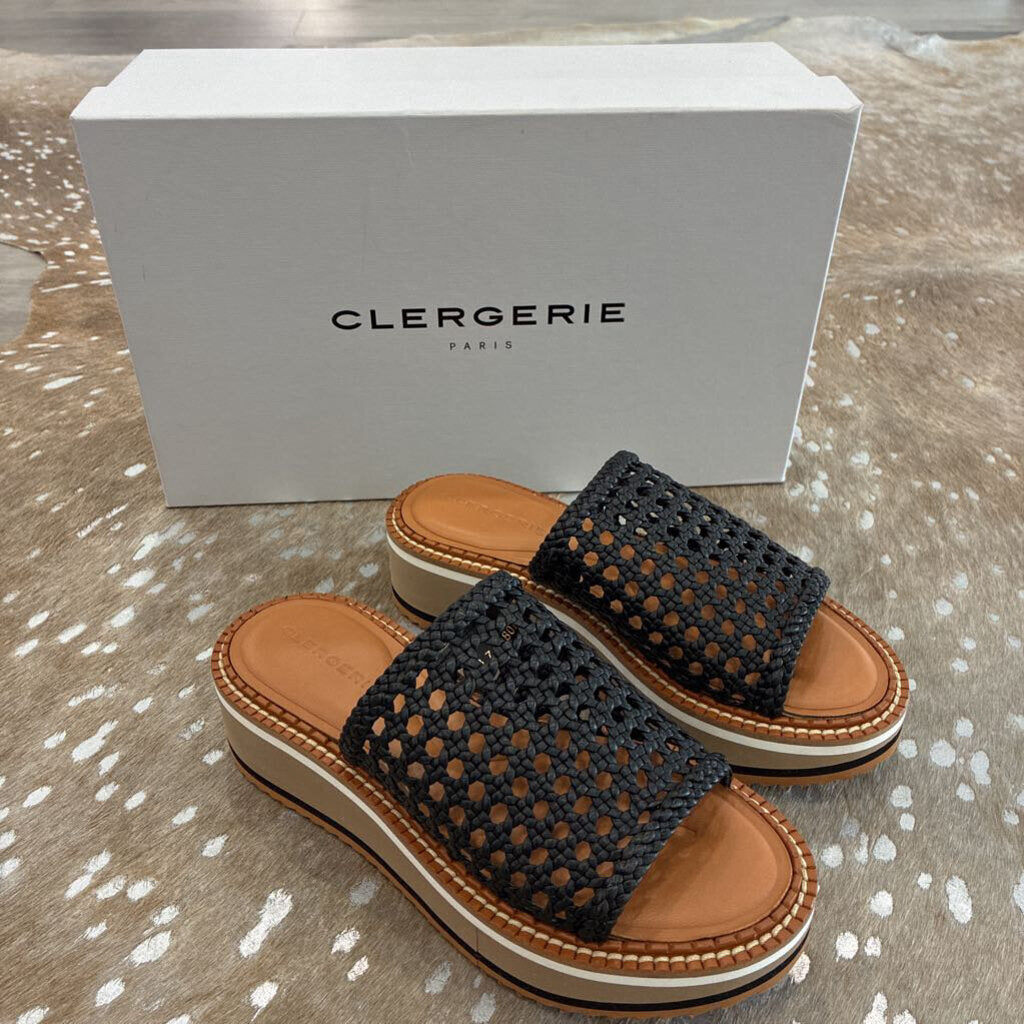 NIB Fausta Woven Leather Platform Wedges