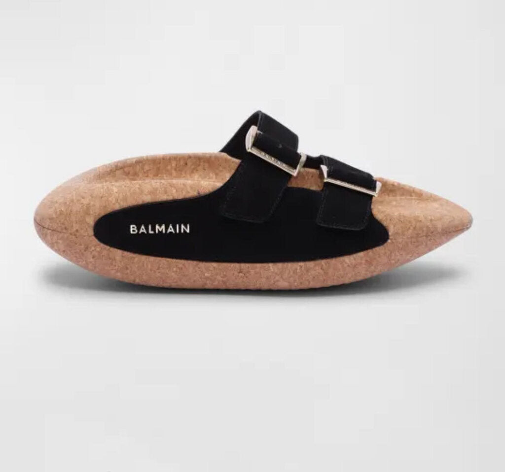 NIB B it Suede Dual Buckle Slides