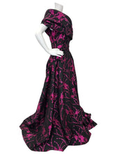 Load image into Gallery viewer, NWT Floral Fil Coupe Draped Gown
