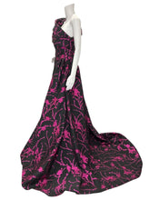 Load image into Gallery viewer, NWT Floral Fil Coupe Draped Gown
