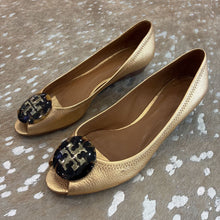 Load image into Gallery viewer, Tumbled Wedge Tortoise Shell Peep Toe
