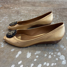 Load image into Gallery viewer, Tumbled Wedge Tortoise Shell Peep Toe
