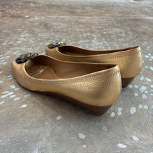 Load image into Gallery viewer, Tumbled Wedge Tortoise Shell Peep Toe
