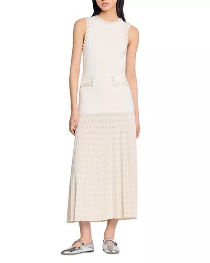 NWT Pearl Bead Knit Maxi Dress