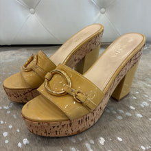 Load image into Gallery viewer, Patent Leather Buckle Detail Cork Platform Slides
