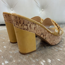 Load image into Gallery viewer, Patent Leather Buckle Detail Cork Platform Slides

