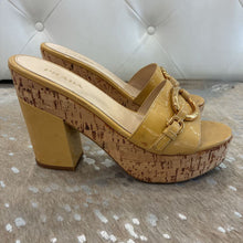 Load image into Gallery viewer, Patent Leather Buckle Detail Cork Platform Slides
