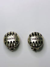Load image into Gallery viewer, Vintage 1999 Striped Cage Ball Round Logo Clip On Earrings
