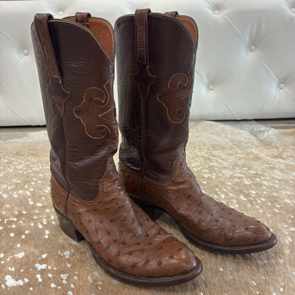 Western Ostrich Quill Cowboy Boots