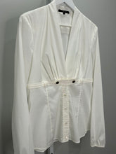 Load image into Gallery viewer, Vintage Cotton V-Neck Blouse with Buttoned Empire Waist
