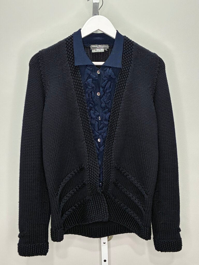 Knit Ruffle Cardigan Sweater