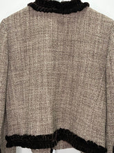 Load image into Gallery viewer, Tweed Velvet Trim Collarless Jacket
