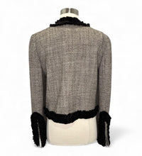 Load image into Gallery viewer, Tweed Velvet Trim Collarless Jacket

