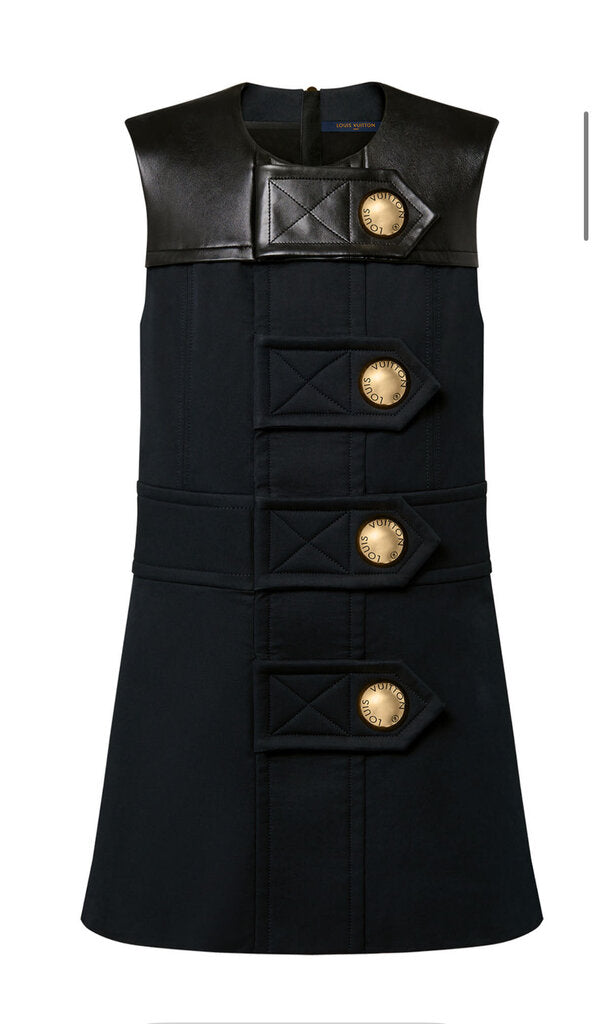 Leather Accent Snap Button Dress