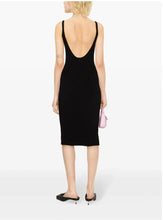 Load image into Gallery viewer, Ribbed Backless Metal Logo Midi Dress
