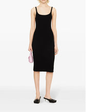 Load image into Gallery viewer, Ribbed Backless Metal Logo Midi Dress
