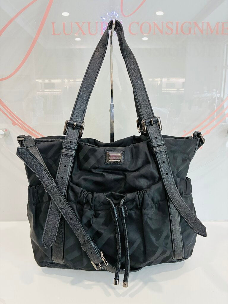Super Nova Check Nylon/Leather Tote