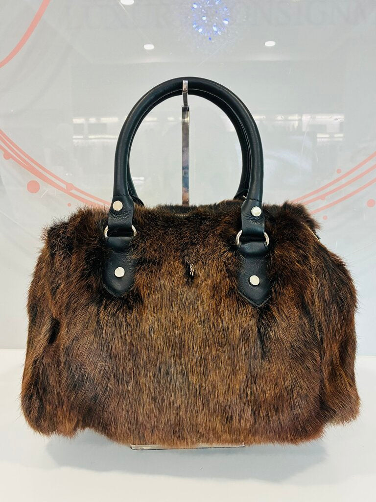 NWT Evanna Fur and Leather Shoulder Bag