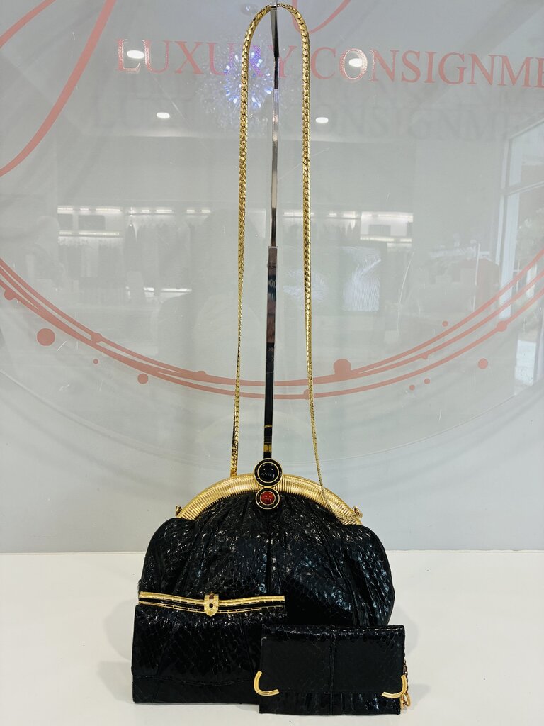 Vintage 1980s Snakeskin Bag Set