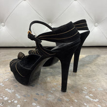 Load image into Gallery viewer, Suede Knot Peep Toe Platform Heels
