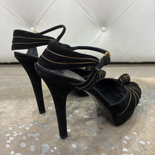 Load image into Gallery viewer, Suede Knot Peep Toe Platform Heels
