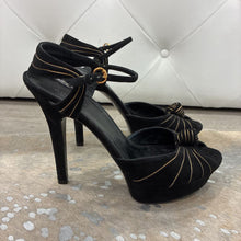 Load image into Gallery viewer, Suede Knot Peep Toe Platform Heels
