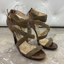 Load image into Gallery viewer, Raffia Strap Leather High Heels
