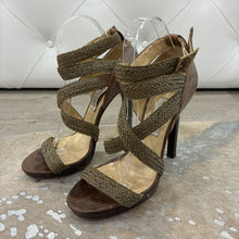 Load image into Gallery viewer, Raffia Strap Leather High Heels
