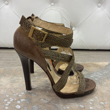 Load image into Gallery viewer, Raffia Strap Leather High Heels
