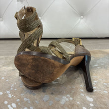 Load image into Gallery viewer, Raffia Strap Leather High Heels
