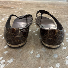 Load image into Gallery viewer, *Crocodile Print Leather Thong Sandal
