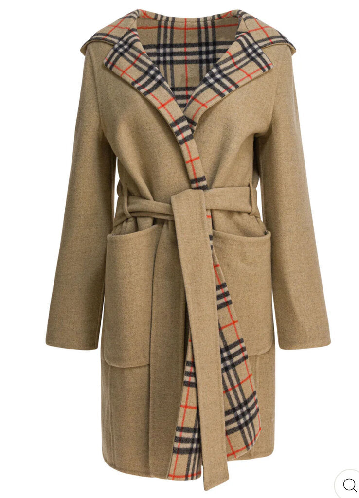 NWT Reversible Wool Hooded Wrap Coat
