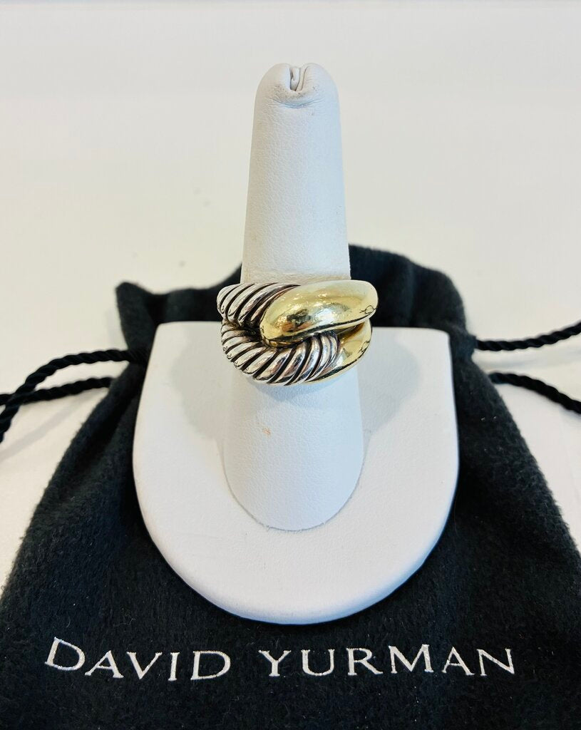 14K Yellow Gold Silver Labyrinth Cable Knot Ring Band