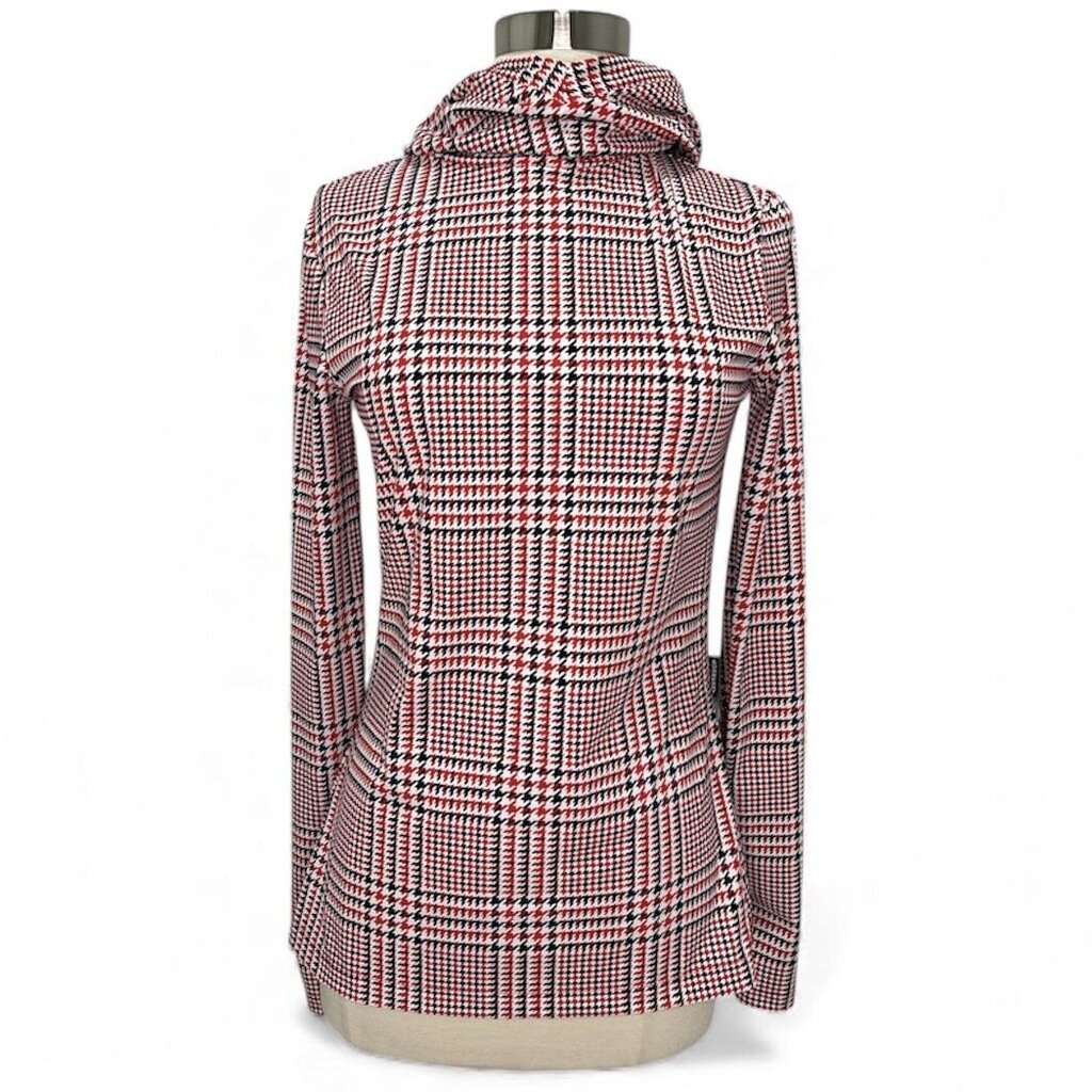 Belle Houndstooth Hooded Jersey Top
