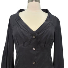 Load image into Gallery viewer, 2008 Crystal Embellished Cuff Silk Blouse
