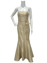 Load image into Gallery viewer, Strapless Jacquard Silk Blend Evening Gown
