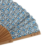 Load image into Gallery viewer, Sycamore Wood Cotton Monogram Tile Fan
