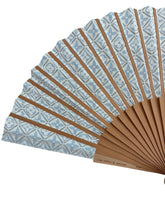 Load image into Gallery viewer, Sycamore Wood Cotton Monogram Tile Fan
