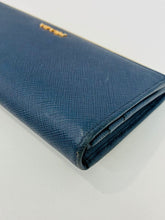 Load image into Gallery viewer, Saffiano Leather Metal Bar Continental Flap Wallet
