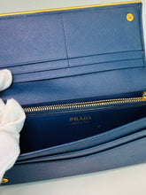 Load image into Gallery viewer, Saffiano Leather Metal Bar Continental Flap Wallet
