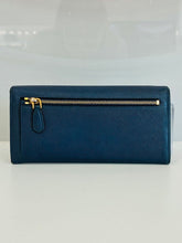 Load image into Gallery viewer, Saffiano Leather Metal Bar Continental Flap Wallet

