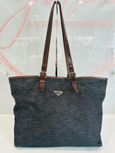 Load image into Gallery viewer, Denim &amp; Leather Tote Bag
