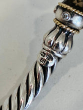 Load image into Gallery viewer, 925 Sterling Silver &amp; 18K Gold Twisted Rope Hinged Bangle
