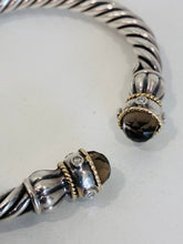 Load image into Gallery viewer, 925 Sterling Silver &amp; 18K Gold Twisted Rope Hinged Bangle
