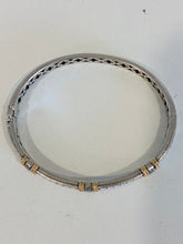Load image into Gallery viewer, NWT 925 &amp; 14K Accent Diamond Triple Band Bangle
