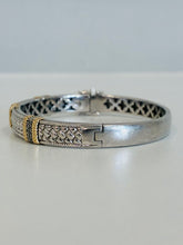 Load image into Gallery viewer, NWT 925 &amp; 14K Accent Diamond Triple Band Bangle
